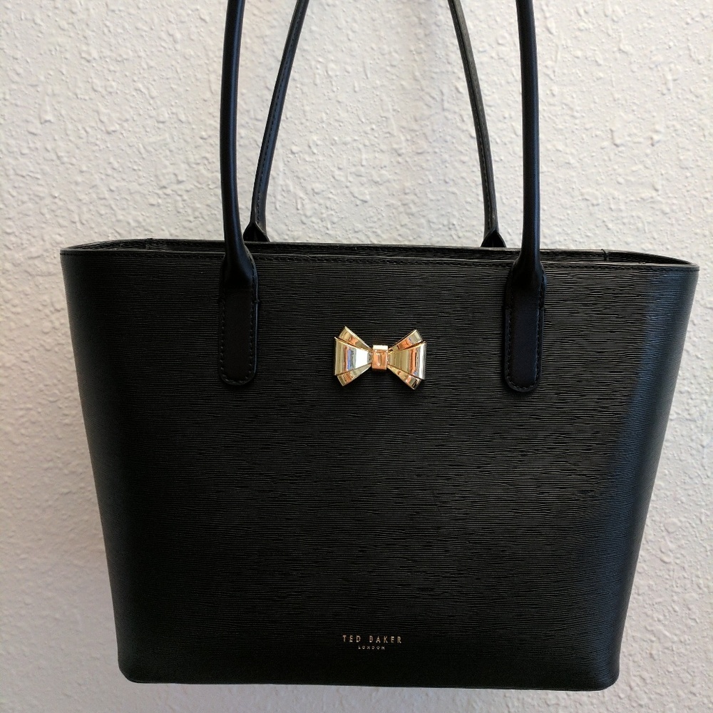 Ted Baker Curved Bow Small Zip Shopper Bag - Black